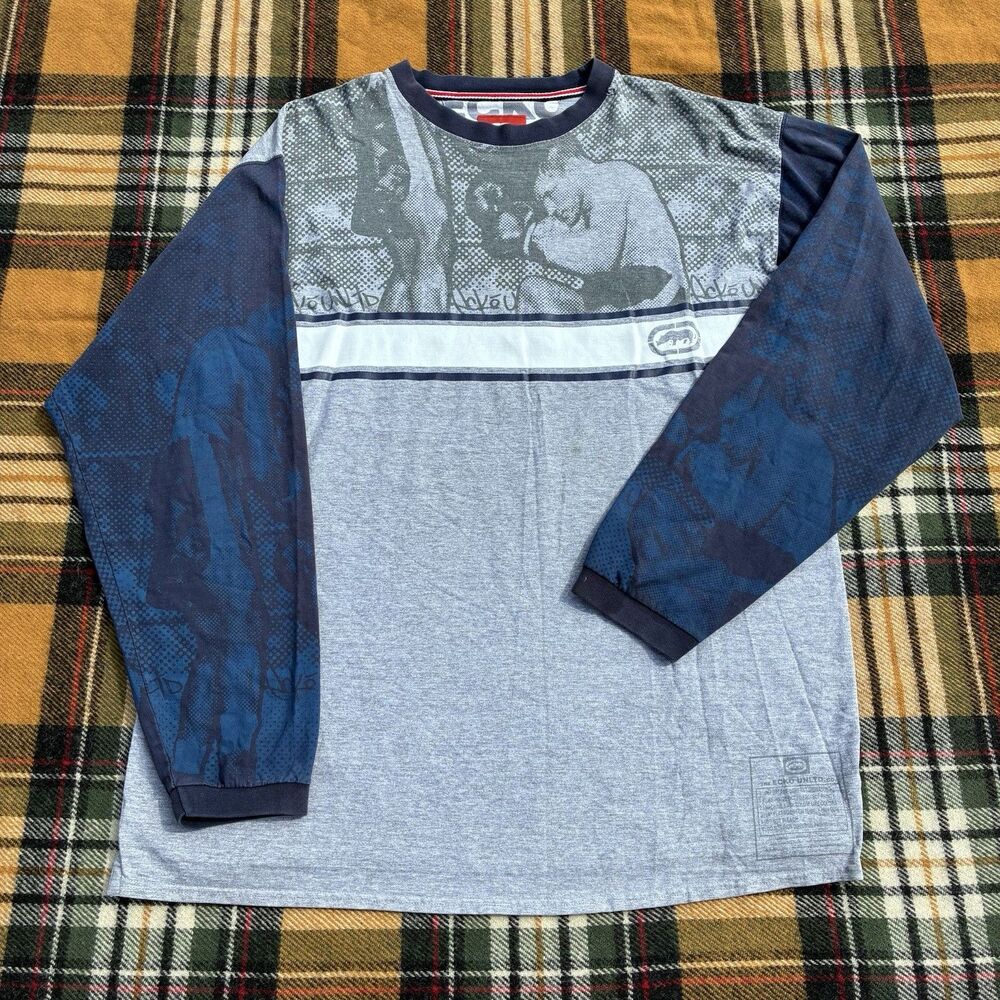 Vintage Ecko Unltd Shirt Mens 2XL Long Sleeve Shirt Y2K Tee Boxing Graphic